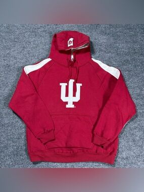 Vintage Indiana Hoosiers Hoodie Sweatshirt Mens Size Large Red White Colosseum
